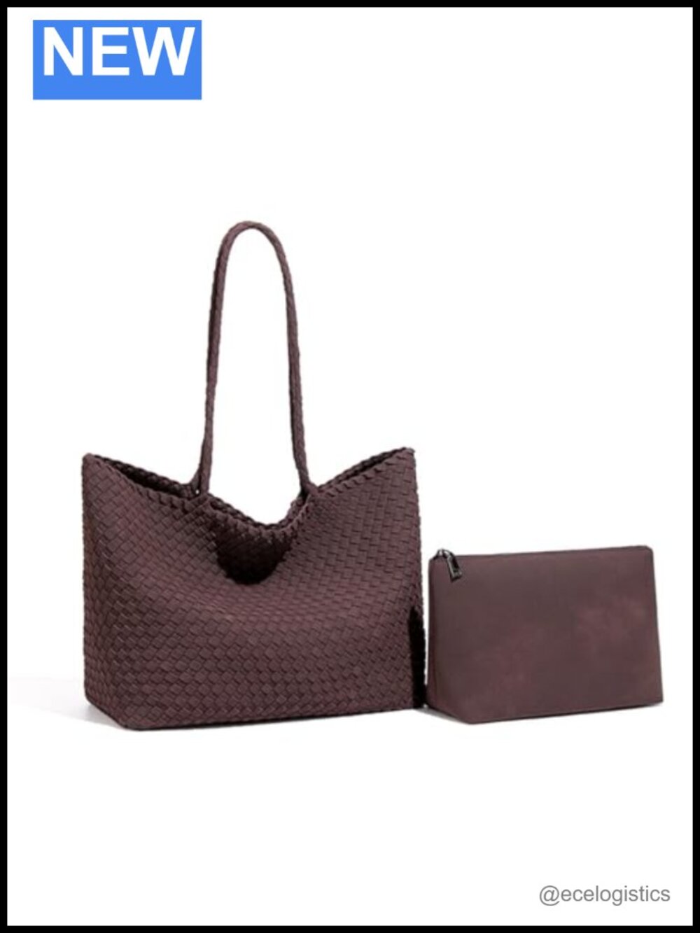 Faux Suede Woven Tote Bag for Women, Slouchy Shoulder Bag with Pouch
